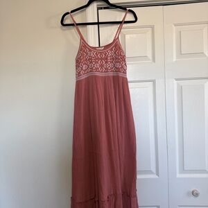 Sim & Sam Maxi Sundress Mauve White Embroidered Size XS, NWT